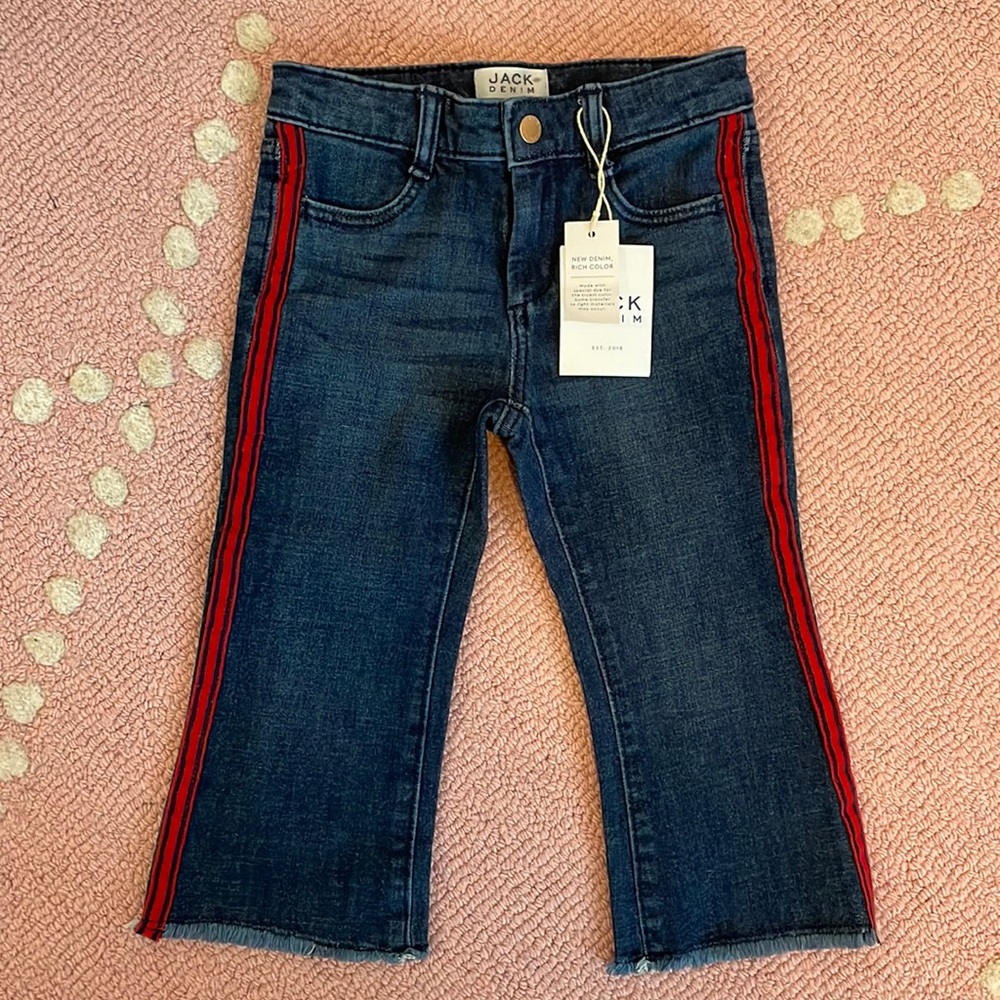 Janie and Jack Cropped Kick Hem Jeans Red Taping NWT